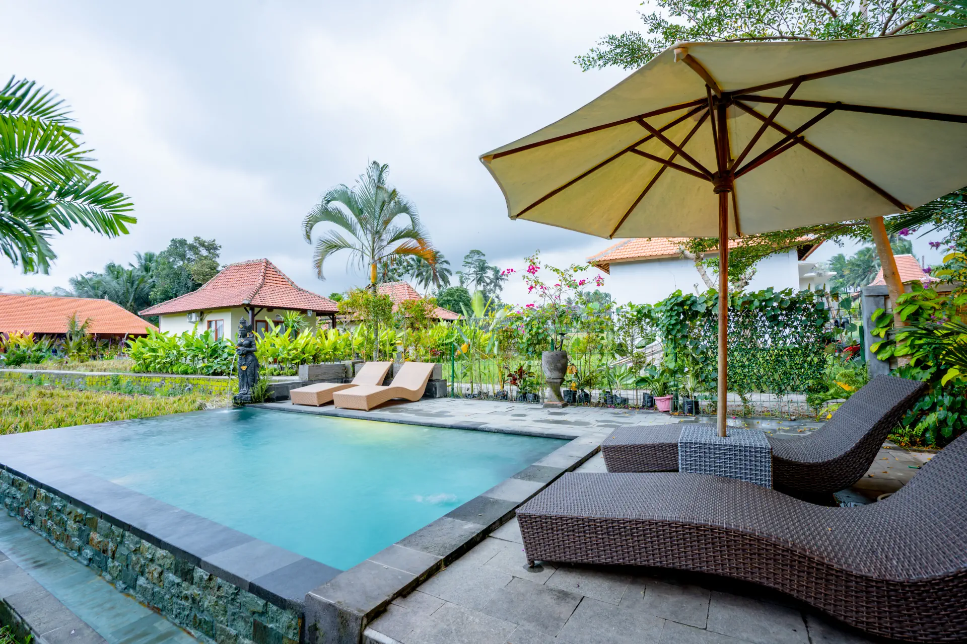 Insenja Villa Ubud infinity pool with rice field views — private villa in Ubud, Bali