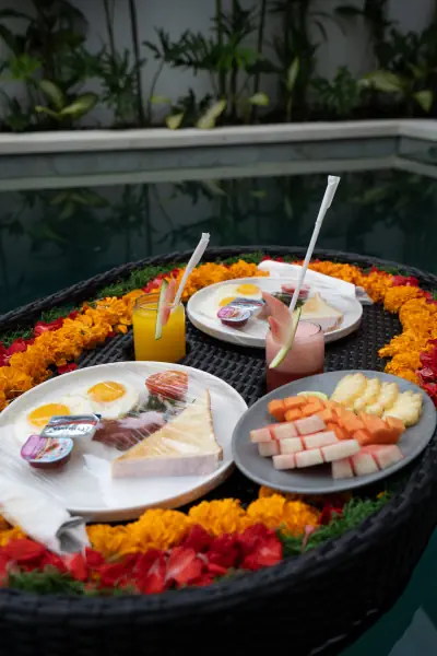 Floating breakfast — The Caka Ubud, Bali