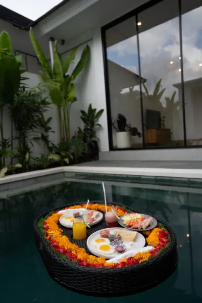 Floating breakfast — The Caka Ubud, Bali