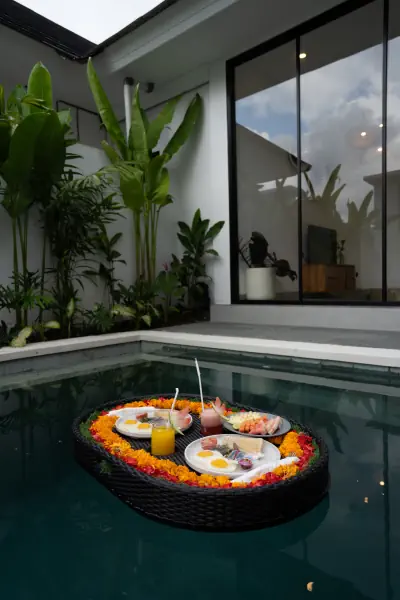 Floating breakfast — The Caka Ubud, Bali