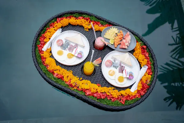 Floating breakfast — The Caka Ubud, Bali