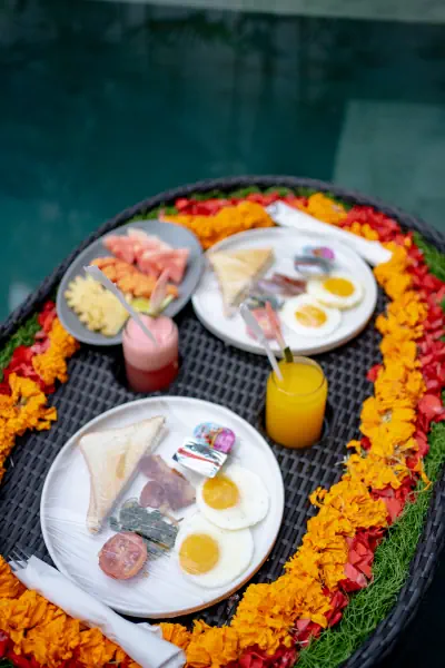 Floating breakfast — The Caka Ubud, Bali