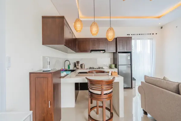 Living room kitchen — The Tjindra Mata Ubud, Bali