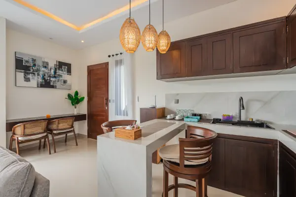 Living room kitchen — The Tjindra Mata Ubud, Bali