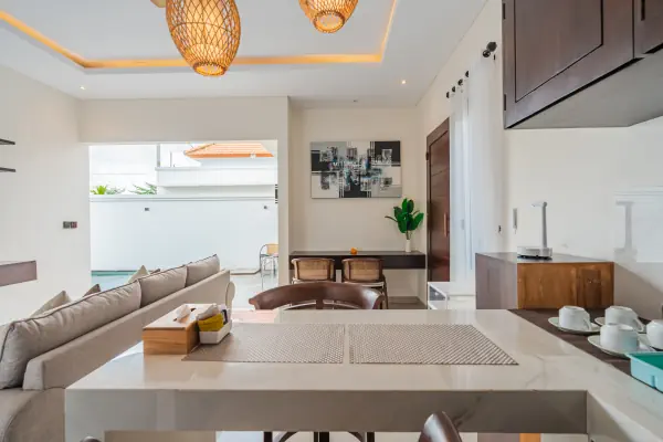 Living room kitchen — The Tjindra Mata Ubud, Bali
