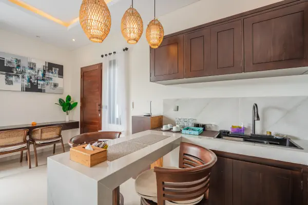 Living room kitchen — The Tjindra Mata Ubud, Bali